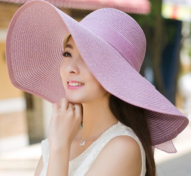 Summer Korean version of the tide hat female folding summer beach hat sun hat