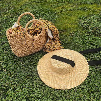 Women Sun Hat French Style Wide Brim Straw Hat